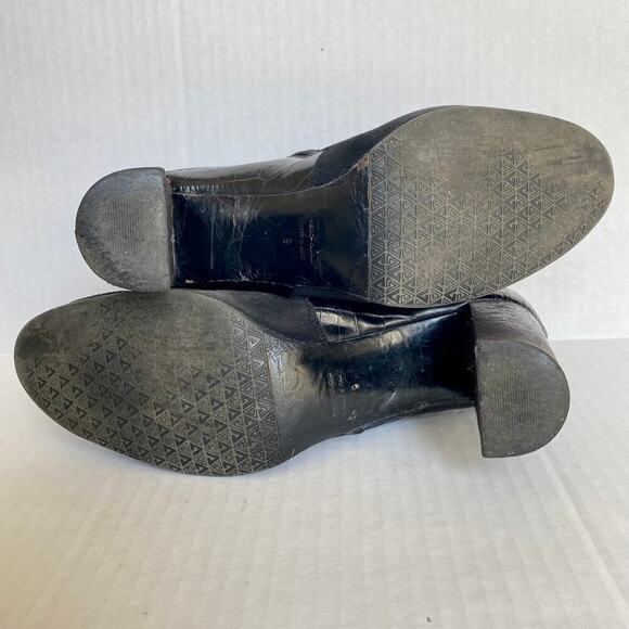 AQUATALIA Vela Boots Ankle Booties Suede Croc Black Buckle Silver Block Heel 9 - Picture 9 of 11